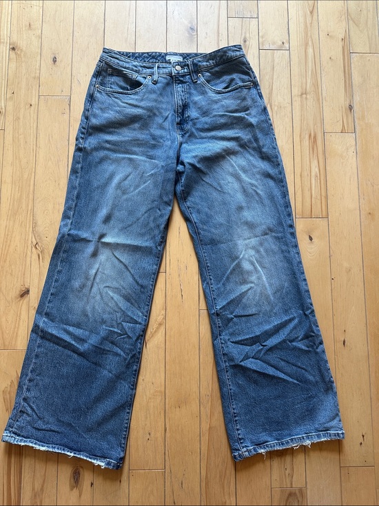 Good American Denim - Good American Good Ease Mid Rise Wide-Leg Jeans in Washed Blue